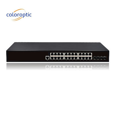 24 Ports Fast Ethernet Poe Switches Plug and Play 10/100/1000M(POE) 4*10GE SFP-Ports