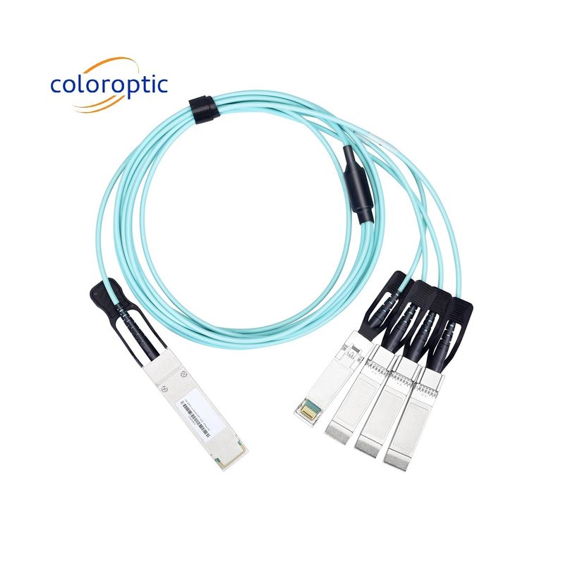 Aktives AOC-DAC-Kabel 40G QSFP+ bis 4 SFP+ 10G Optical Breakout-Kabel 24AWG
