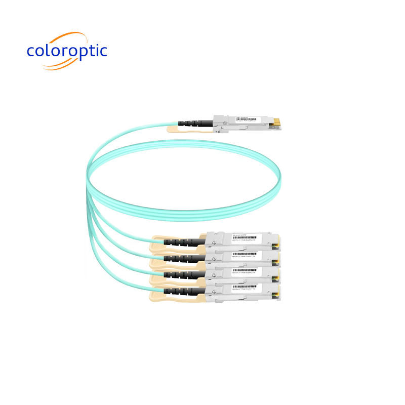 40 Gbit/s QSFP+ bis 4 x 10 Gbit/s SFP+ Active Optical Cable (AOC) Breakout MSA Standard Compliant